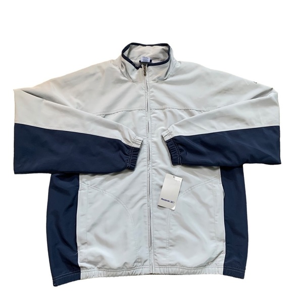 Reebok Vintage New Old Stock Lined Windbreaker Large Gray/Blue Tag Date 2000’s - Picture 1 of 9